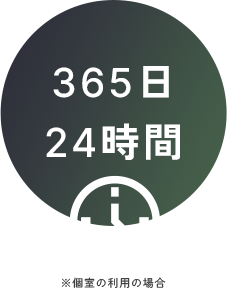 365日 24時間※個室の利用の場合