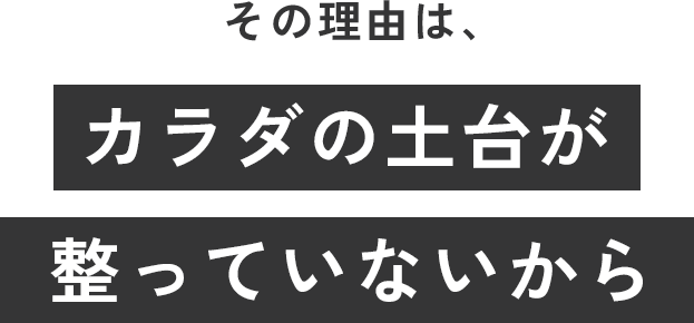 その理由は、カラダの土台が整っていないから