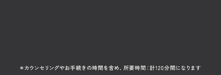 ＊カウンセリングやお手続きの時間を含め、所要時間：計120分間になります